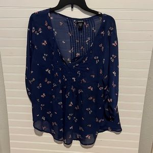 Torrid 3/4 Sleeve Butterfly Print Layered Top